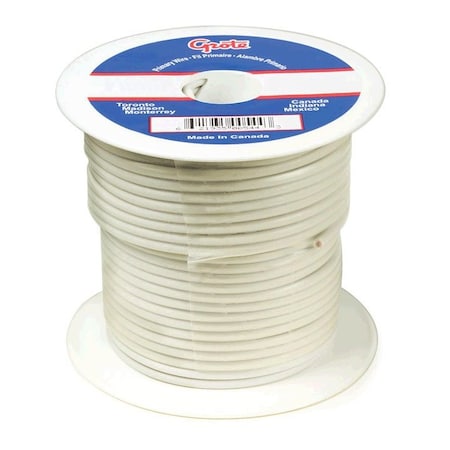 Primary Wire,8 Gauge,White,100 Ft. Spool