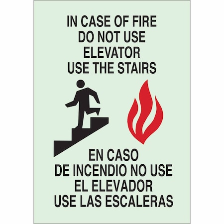 Fire Exit Sign, 10 Height, 7 Width, Polyester, Rectangle, English, Spanish