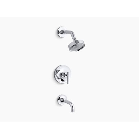 Purist(R) Rite-Temp(R) Pressure-Balancing Bath And Shower Faucet Trim With Push-Button Diverter, 7-3/4 Spout And Lever Handle, Valve Not Included