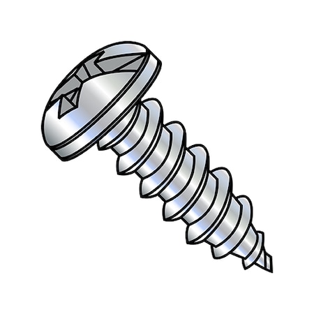 Thread Forming Screw, #12-14 X 3 In, Zinc Plated Steel Pan Head Combination Phillips/Slotted Drive