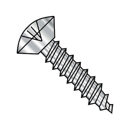 Self-Drilling Screw, #4-24 X 3/16 In, Plain 18-8 Stainless Steel Oval Head Phillips Drive, 5000 PK