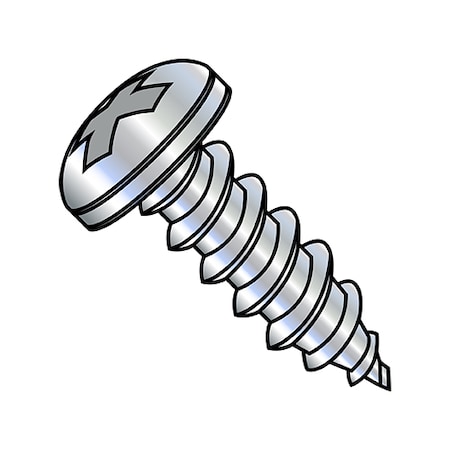 Concrete Screw, #8-18 Dia., Pan, 3/8 In L, Steel Zinc Plated, 10000 PK