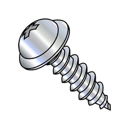 Self-Drilling Screw, #10-16 X 3/8 In, Zinc Plated Steel Round Head Phillips Drive, 8000 PK