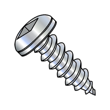 Thread Forming Screw, #10-16 X 3/8 In, Zinc Plated Steel Pan Head Square Drive, 8000 PK