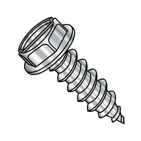 Self-Drilling Screw, #8-18 X 1-1/2 In, Plain 18-8 Stainless Steel Hex Head Slotted Drive, 2000 PK