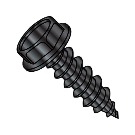 Self-Drilling Screw, #8-18 X 1/2 In, Black Oxide 18-8 Stainless Steel Hex Head Hex Drive, 5000 PK