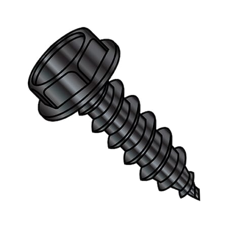 Thread Cutting Screw, 1/4-14 X 3/4 In, Black Steel Hex Head Hex Drive, 3000 PK