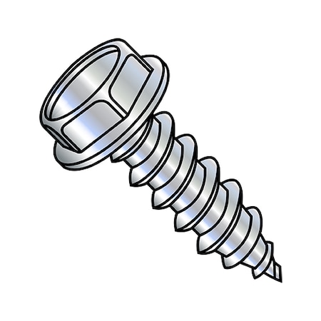 Thread Cutting Screw, 1/4-14 X 2 In, Zinc Plated Steel Hex Head Hex Drive, 1000 PK