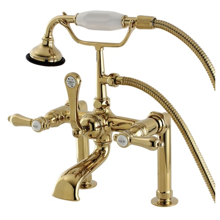 Deck-Mount Clawfoot Tub Faucet, Polished Brass, Deck Mount