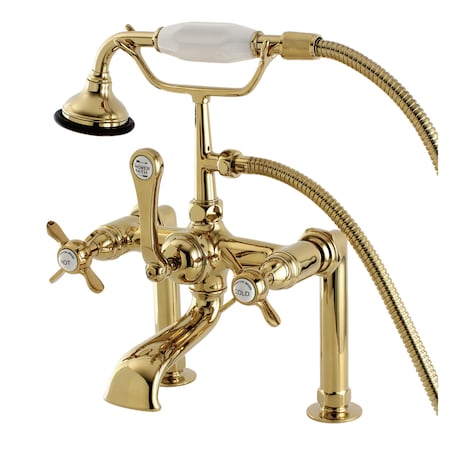 Deck-Mount Clawfoot Tub Faucet, Polished Brass, Deck Mount