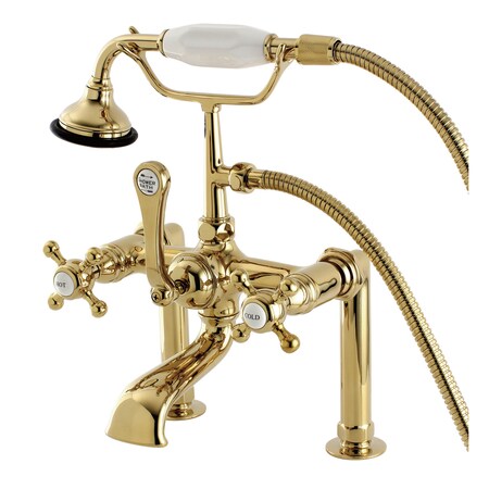 Deck-Mount Clawfoot Tub Faucet, Polished Brass, Deck Mount