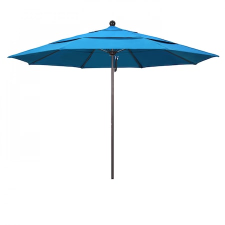 Patio Umbrella, Octagon, 107 H, Sunbrella Fabric, Canvas Cyan