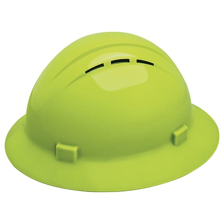 Full Brim Hard Hat, Type 1, Class C, Pinlock (4-Point), Hi-Vis Lime