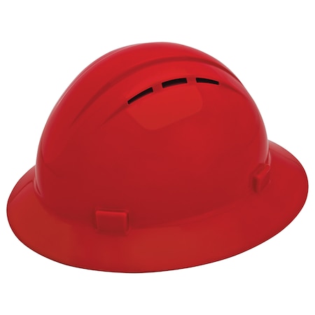 Full Brim Hard Hat, Type 1, Class C, Pinlock (4-Point), Red