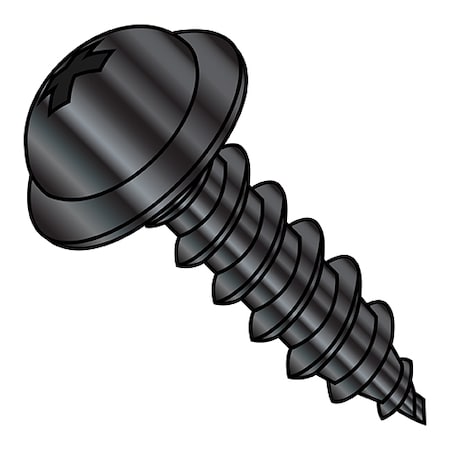 Self-Drilling Screw, #10-12 X 3/4 In, Black Oxide Steel Round Head Phillips Drive, 4000 PK