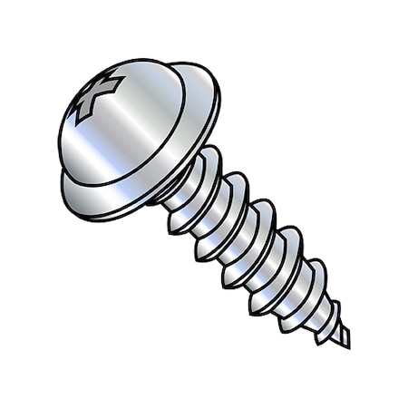 Self-Drilling Screw, #10-12 X 1-1/2 In, Zinc Plated Steel Round Head Phillips Drive, 3000 PK