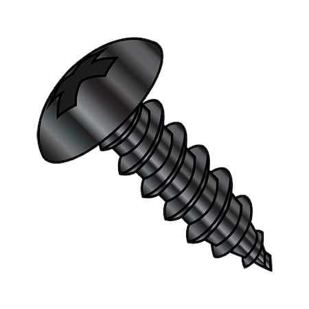 Sheet Metal Screw, #10-12 X 3/4 In, Black Oxide Stainless Steel Truss Head Phillips Drive, 6000 PK