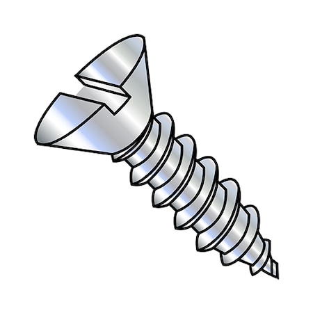 Self-Drilling Screw, #12-11 X 2-1/2 In, Zinc Plated Steel Flat Head Slotted Drive, 800 PK