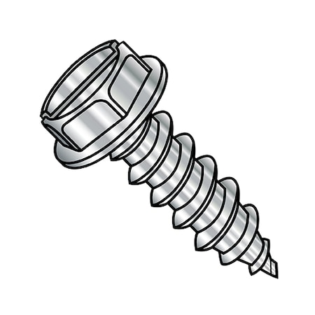Self-Drilling Screw, #10-12 X 3 In, Plain 18-8 Stainless Steel Hex Head Slotted Drive, 1000 PK