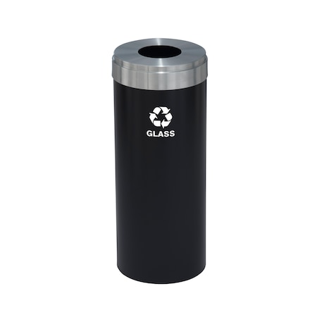 12 Gal Round Recycling Bin, Satin Black/Satin Aluminum