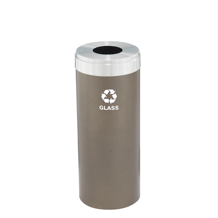 12 Gal Round Recycling Bin, Bronze Vein/Satin Aluminum