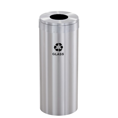 12 Gal Round Recycling Bin, Satin Aluminum