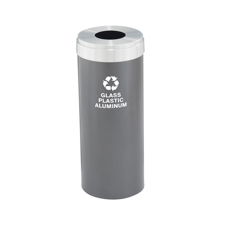 12 Gal Round Recycling Bin, Silver Vein/Satin Aluminum