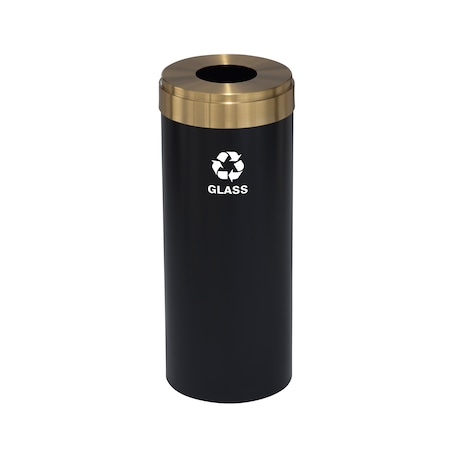 15 Gal Round Recycling Bin, Satin Black/Satin Brass
