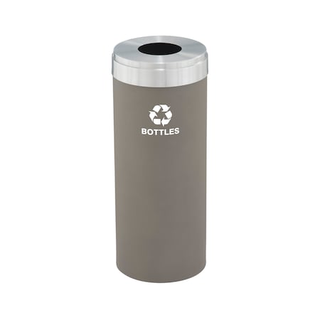 15 Gal Round Recycling Bin, Nickel/Satin Aluminum