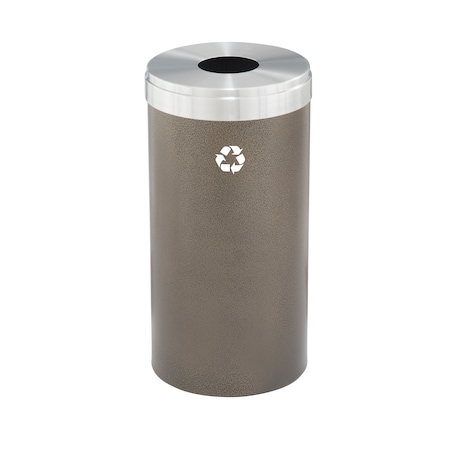 16 Gal Round Recycling Bin, Bronze Vein/Satin Aluminum