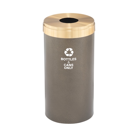 23 Gal Round Recycling Bin, Bronze Vein/Satin Brass