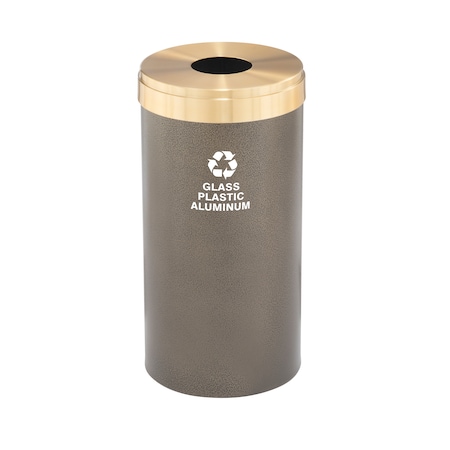 23 Gal Round Recycling Bin, Bronze Vein/Satin Brass