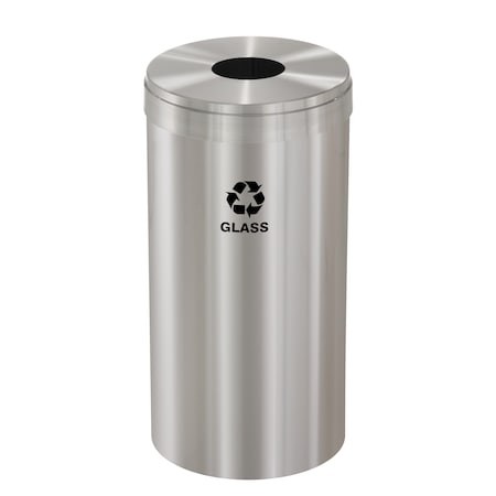 23 Gal Round Recycling Bin, Satin Aluminum