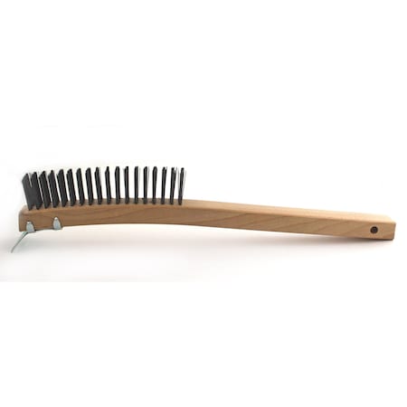 B47CS Curved Handle Scratch Brush W/Scrapper, Carbon Steel, 4X19, 1.125 Trim, 14 OAL