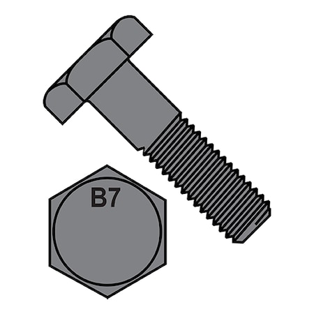 Grade B7, 1/2-13 Hex Head Cap Screw, Plain Steel, 2-1/2 In L, 225 PK