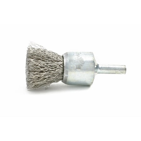 BNS10S06 Solid End Brush. 1 Dia., .006SS, .875 Trim Length, .250 Shank Diameter