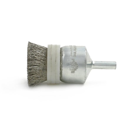BNS6ST20 Solid End - Banded Brush. .750 Dia., .020SS, .875 Trim Length, .250 Shank Diameter