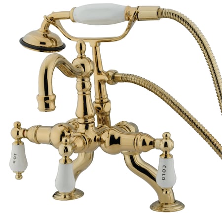 Deck-Mount Clawfoot Tub Faucet, Polished Brass, Deck Mount