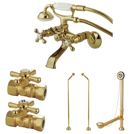 Clawfoot Tub Faucet Packages, Polished Brass, Tub Wall Mount