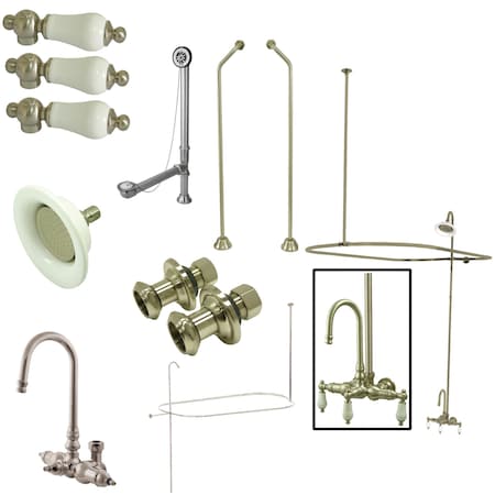 Clawfoot Tub Faucet Packages, Brushed Nickel, Tub Wall Mount