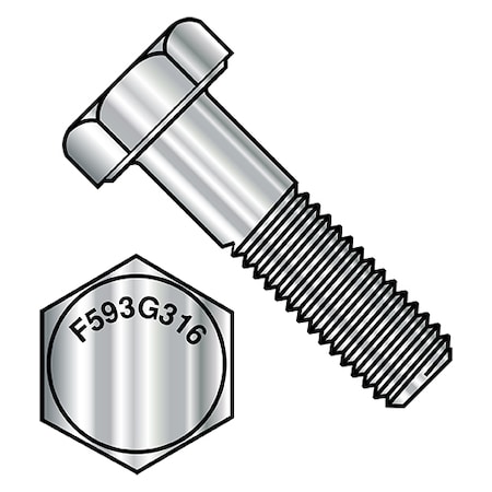 5/8-11 Hex Head Cap Screw, 316 Stainless Steel, 3-1/2 In L, 25 PK