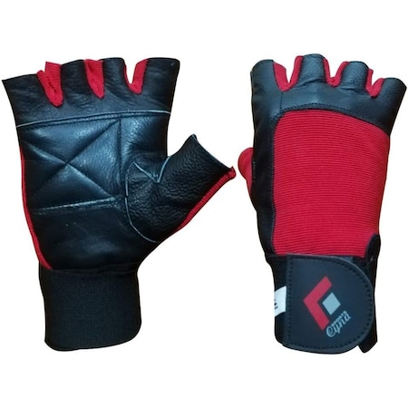 Red Weight Lifting Leather Gloves Large