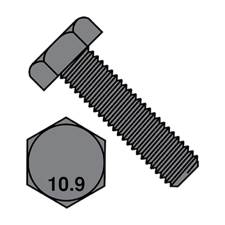 Class 10.9, M20-0.60 Hex Head Cap Screw, Plain Steel, 60 Mm L, 50 PK