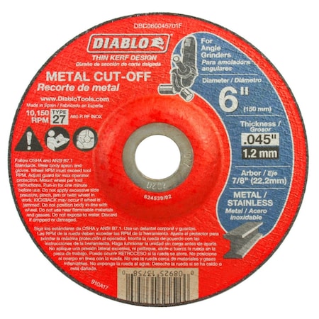 Type 27 Metal Cut-Off Disc,6