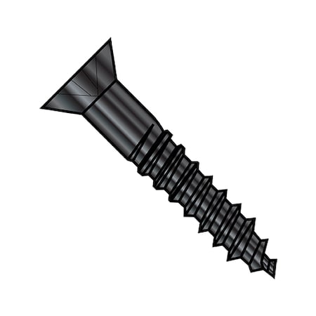 Wood Screw, #8, 2 In, Black Oxide Steel Flat Head Phillips Drive, 1800 PK