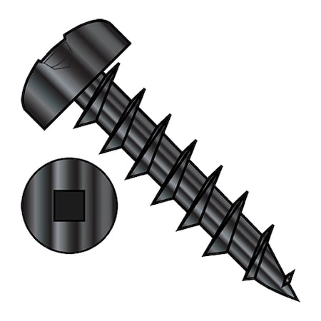 Wood Screw, #8, 1 In, Black Oxide Steel Pan Head Square Drive, 10000 PK