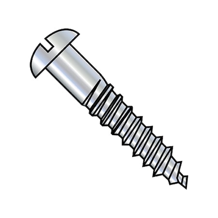 Wood Screw, #14, 2-1/2 In, Zinc Plated Steel Round Head Slotted Drive, 700 PK