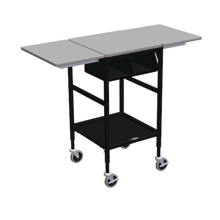 Sm Mobile Table W/Drop Lves, 2 Cmp Org Bin & Btm Shelf