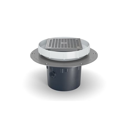 EZ2-PV4-ST - EZ2 PVC Drain With 5 Nickel Bronze Strainer, Stainless Steel Deck Plate, And 4 Outlet