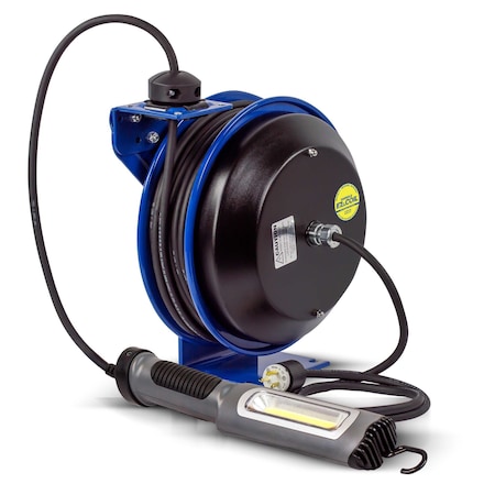 Safety Power Cord Reel,w/LED,50 Ft.